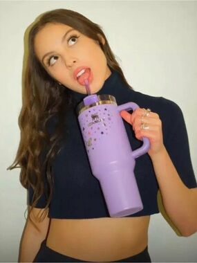 Stanley Lavender Travel Tumbler with Gold Accents and Star Print
